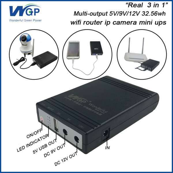 New Version WGP mini UPS 10400mAh – 5/9/12V – Black
